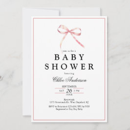 Invitación Coquette rosa Bow Baby Shower