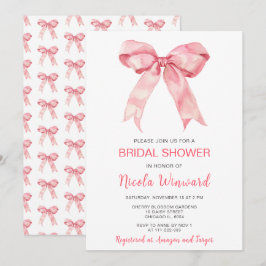 Invitación Coquette rosa Bow Bridal Shower
