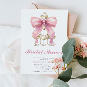 Invitación Coquette rosa Bow Bridal Shower