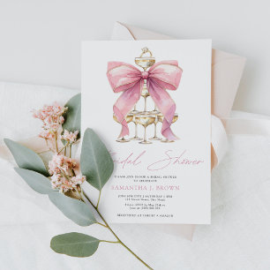 Invitación Coquette rosa Bow Bridal Shower