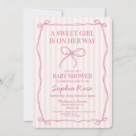 Invitación Coquette rosa Bow Pastel Baby Shower