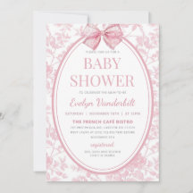Coquette rosa Bow Toile Chinoiserie Baby Shower