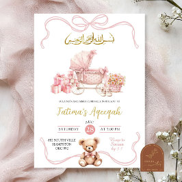Invitación Coquette rosa Carriage Chica islámico Baby Shower