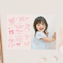 Invitación Coquette rosa dobla foto de la fiesta de cumpleaño