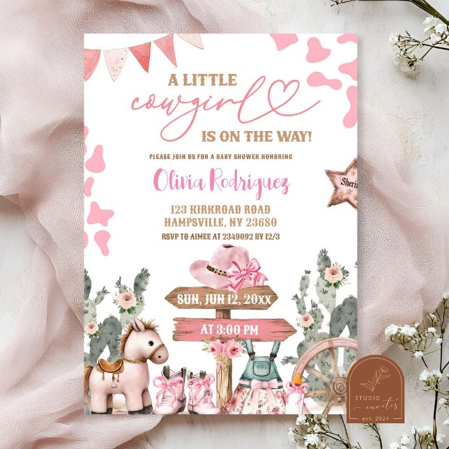 Invitación Coquette Rosa Little Cowgirl Baby Shower (Subido por el creador)
