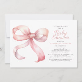 Invitación Coquette rosa Rubor Bow Elegant Baby Shower