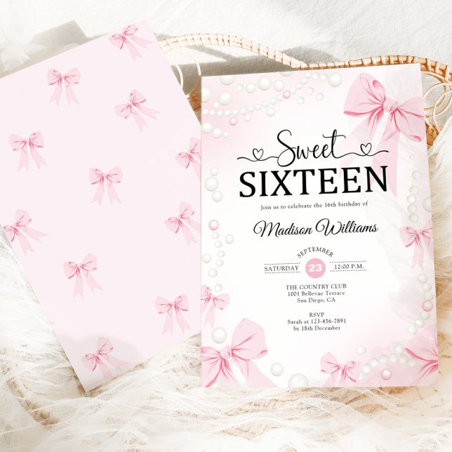 Invitación Coquette rosa se hace dulce dieciséis (Subido por el creador)