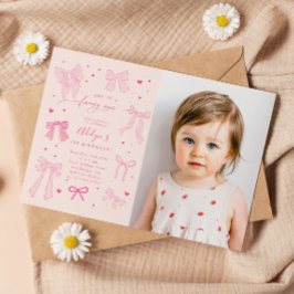 Invitación Coquette rosa se inclina por una foto de fiesta de