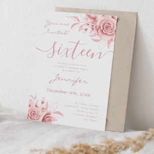 Invitación Coquette Rubor Dulce Rosa 16 Glam Floral