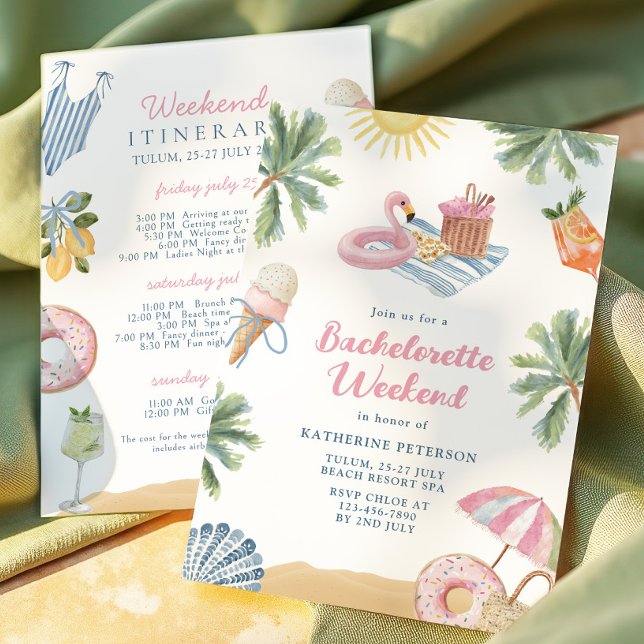 Invitación Coquette Summer Bachelorette Party Itinerary (Subido por el creador)