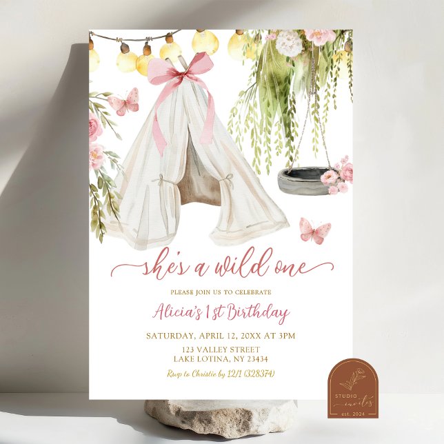 Invitación Coquette Teepee Wild One Chica Primer cumpleaños (Subido por el creador)