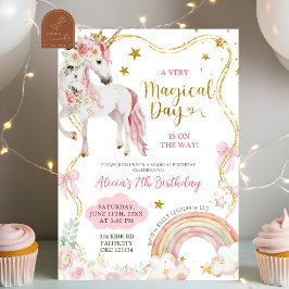 Invitación Coquette Unicorn Magical Day Girl Birthday