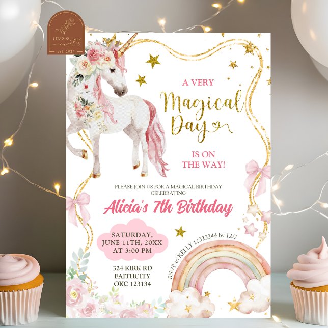 Invitación Coquette Unicorn Magical Day Girl Birthday (Subido por el creador)