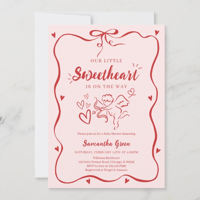 Invitación Coquette Valentine Baby Shower (Anverso)