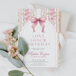 Invitación Coquette Vintage Pink Bow Love Shack Cumpleaños<br><div class="desc">Vintage Coquette Pink Bow Love Shack Invitación al cumpleaños</div>