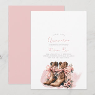 Invitación Coquette Western Boots Quinceanera Cumpleaños