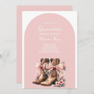 Invitación Coquette Western Boots Quinceanera Cumpleaños