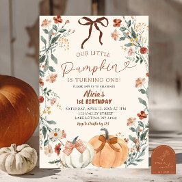 Invitación Coquette Wildflower Pumpkin 1st Birthday 