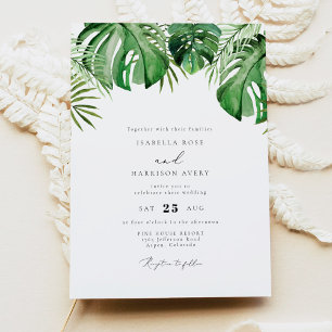 Invitación CORA Boda de hojas de palma de color tropical