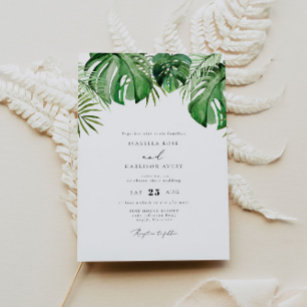Invitación CORA Boda de hojas de palma de color tropical