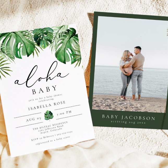 Invitación CORA Palm Tropical Aloha Baby Baby Shower (Subido por el creador)