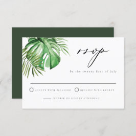 Invitación CORA Palm Tropical Leave Beach Tema Boda RSVP