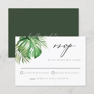 Invitación CORA Palm Tropical Leave Beach Tema Boda RSVP