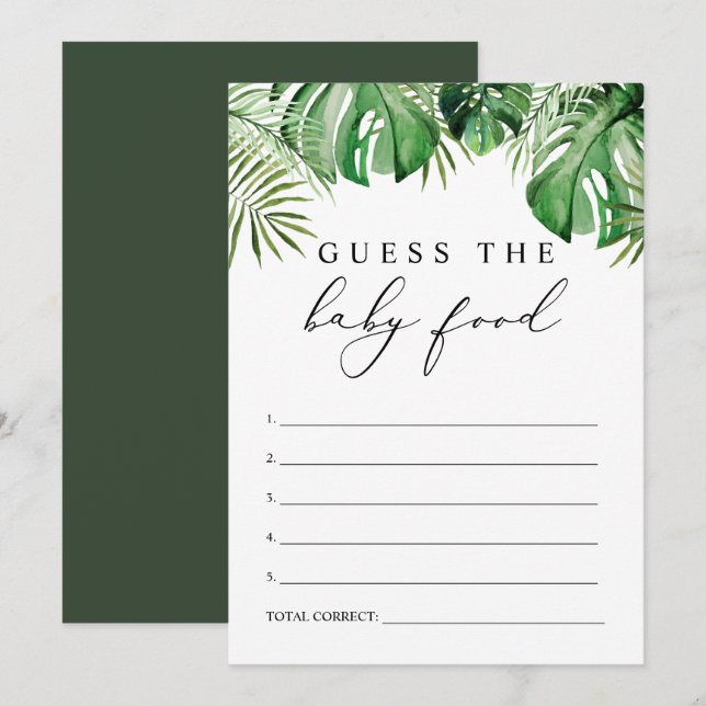 Invitación CORA Tropical Baby Food Baby Shower Game Card (Anverso / Reverso)