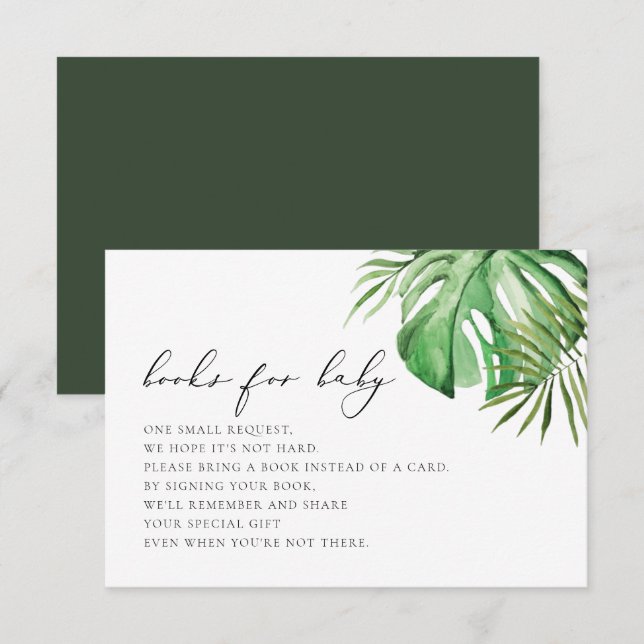 Invitación CORA Tropical Beach Palm Books para bebé (Anverso / Reverso)