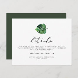 Invitación CORA Tropical Beach Palm Leaf Detalles Insertar Ta