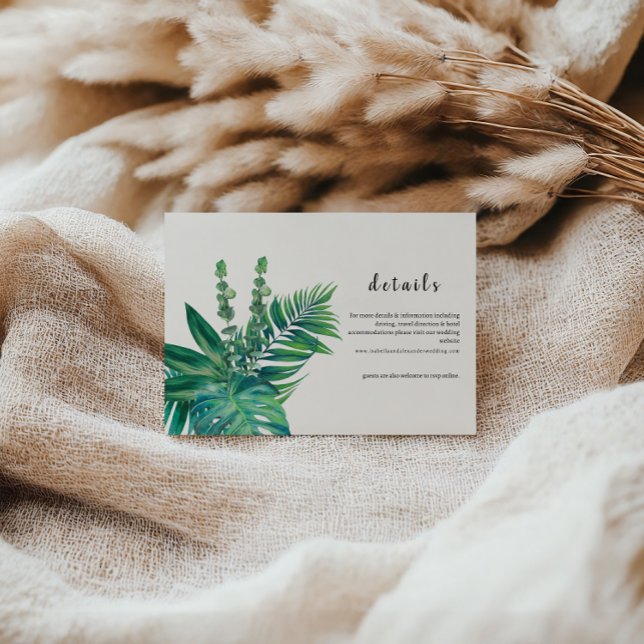 Invitación CORA Tropical Beach Palm Leaf Save the Date  (Subido por el creador)