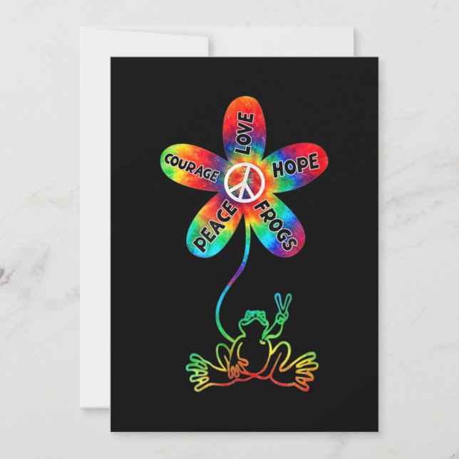 Invitación Coraje de la Paz Amor Esperanza Ranas Hippie (Anverso)