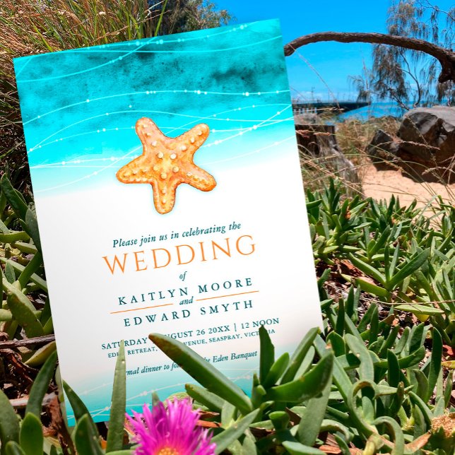 Invitación Coral acuático marino boda acuático (Subido por el creador)