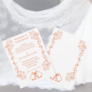 Invitación Coral Bells Scrollwork Design Boda
