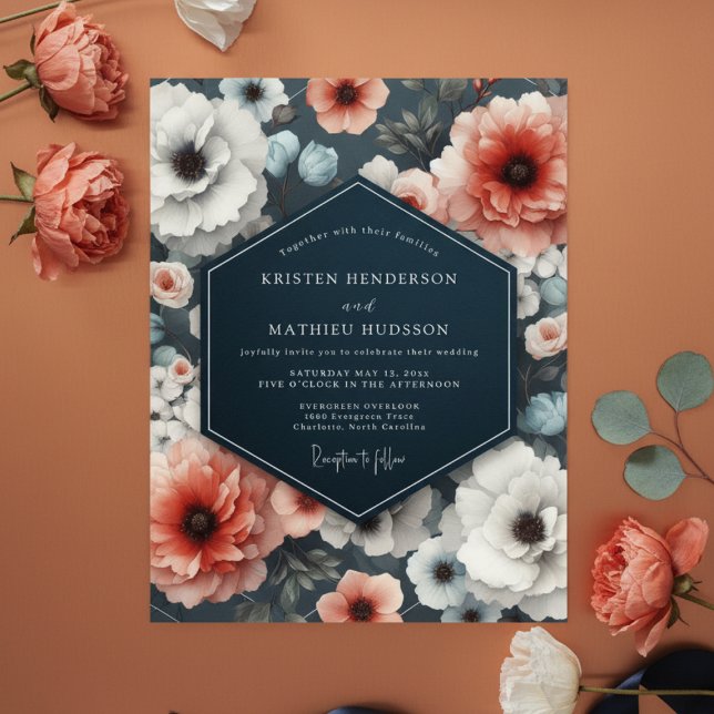 Invitación Coral Bloom Moody Romance Wedding (Subido por el creador)