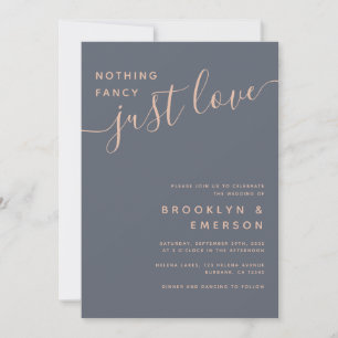 Invitación Coral Blue Nothing Fancy Just Love Casual Boda