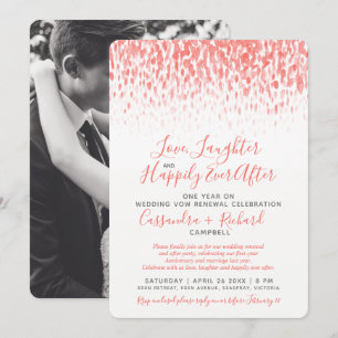 Invitación Coral boda promete renovación 1 año después felizm