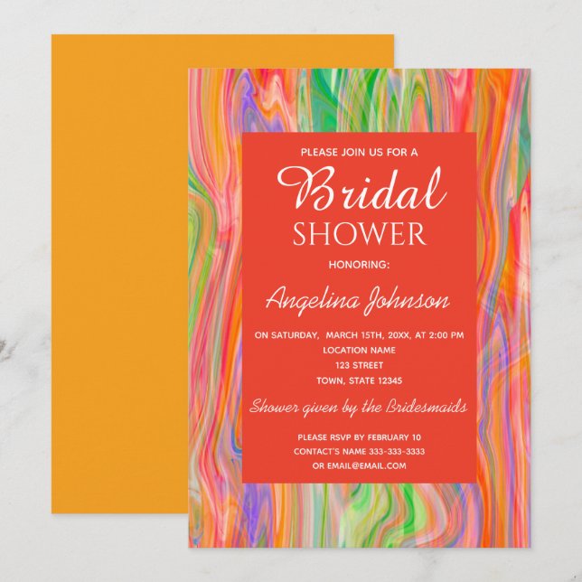 Invitación Coral Bridal Shower (Anverso / Reverso)