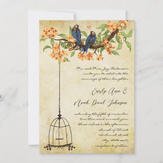 Invitación Coral Cherry Blossom Lattice Bircage Boda