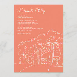 Invitación Coral Cop Cot Central Park Boda