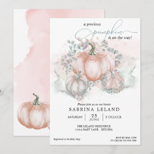 Invitación Coral de agua Pequeña Calabaza Baby Shower