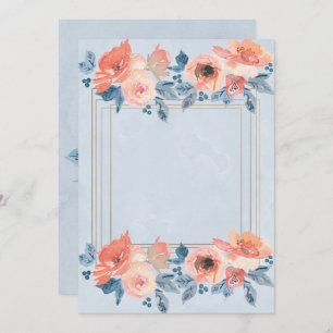 Invitación Coral Dusty Blue Gold Serás Mi Novia