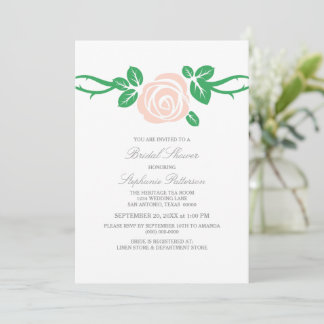 Invitación Coral Elegant Rosa Bridal Shower Invite