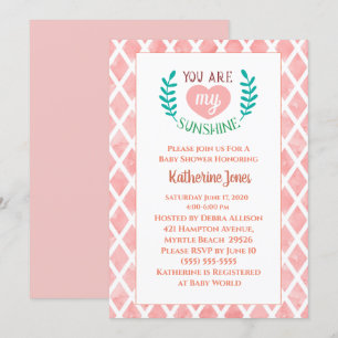 Invitación Coral, eres mi Baby Shower Sunshine
