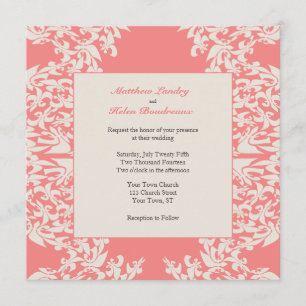 Invitación Coral Fleur de Lis Boda moderno