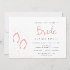 Invitación Coral Flip Flops Summer Beach Bridal Shower