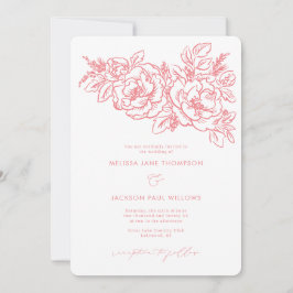 Invitación Coral Flor Coral elegante boda