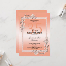 Invitación Coral Gemas y Brillo 35 Aniversario de Boda Inv
