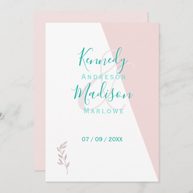 Invitación Coral Geométrico Presupuesto Notable (Anverso / Reverso)