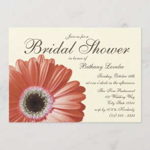 Invitación Coral Gerbera Daisy Bridal Shower